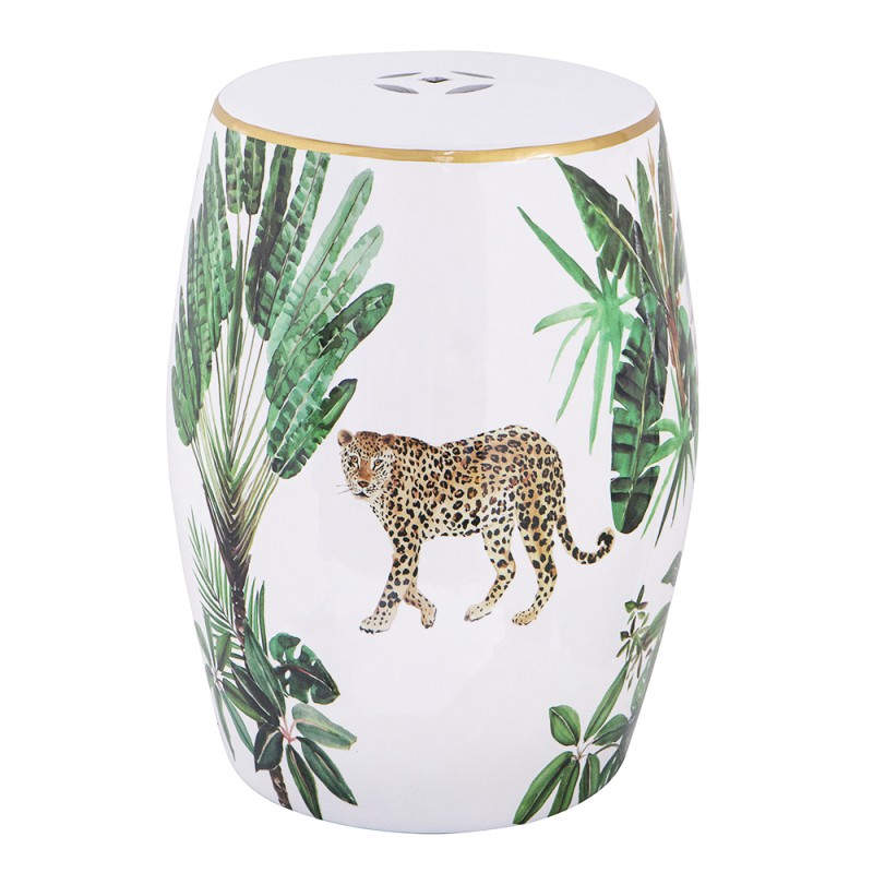 Leopard Ceramic Drum Stool