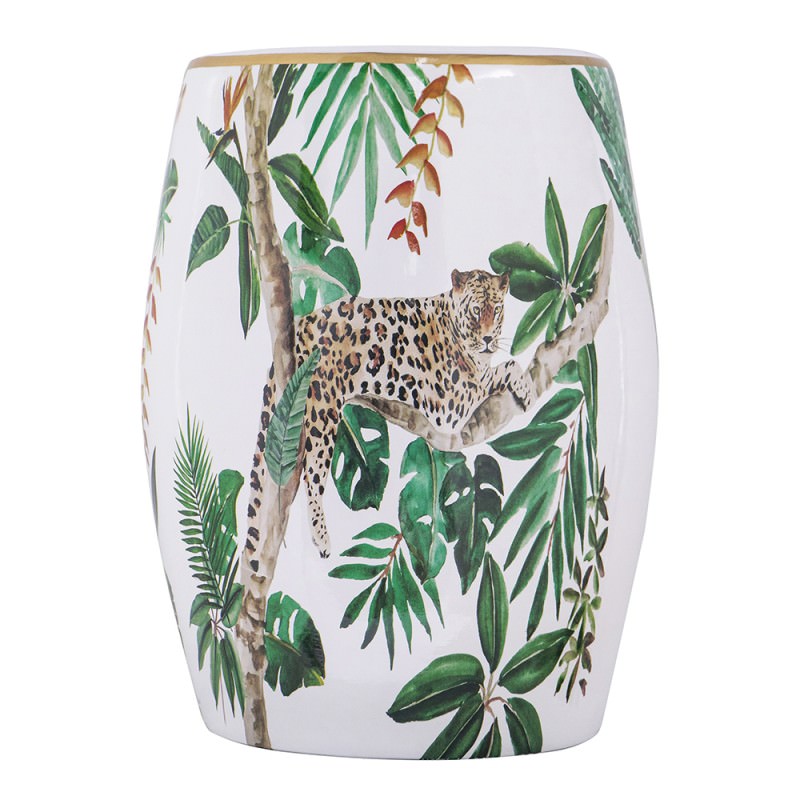 Leopard Ceramic Drum Stool