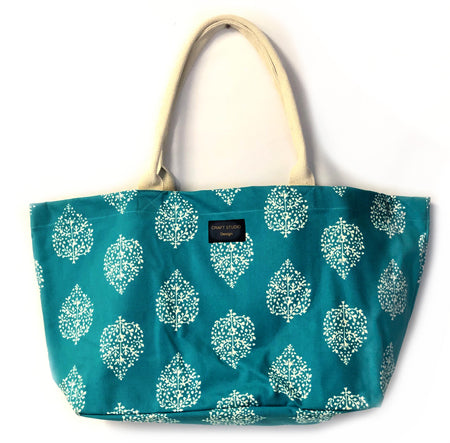 Avalon Teal Canvas Large Tote Bag