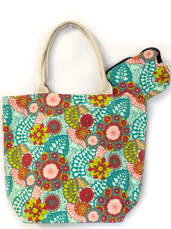Salsa Turquoise Canvas Tote Bag with Purse