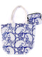 Paisley Blue Lagoon Canvas Tote Bag with Purse