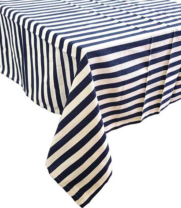 Breton Navy Cotton Woven Tablecloth 150x250cm