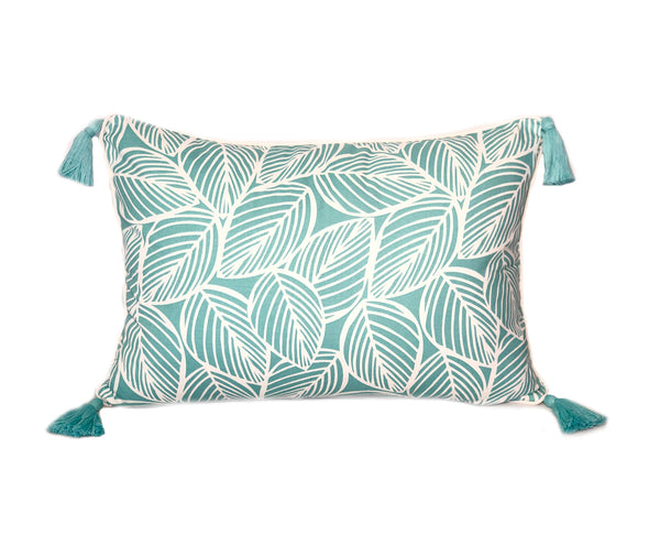 Fond Sea Green Tassel Cushion Cover 40x55cm