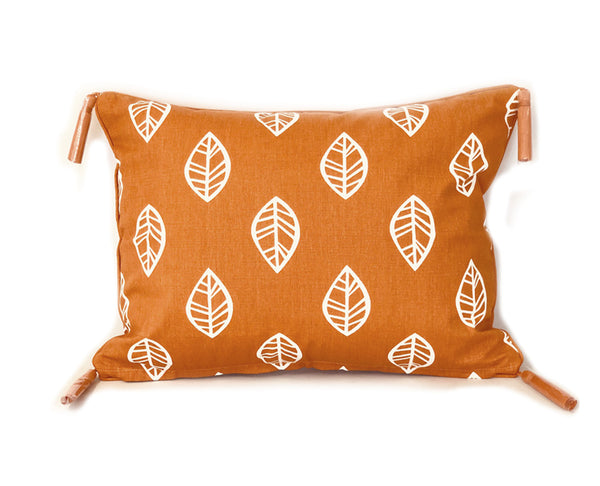 Leaf Burnt Orange Tassel Cushion Cover 40x55cm