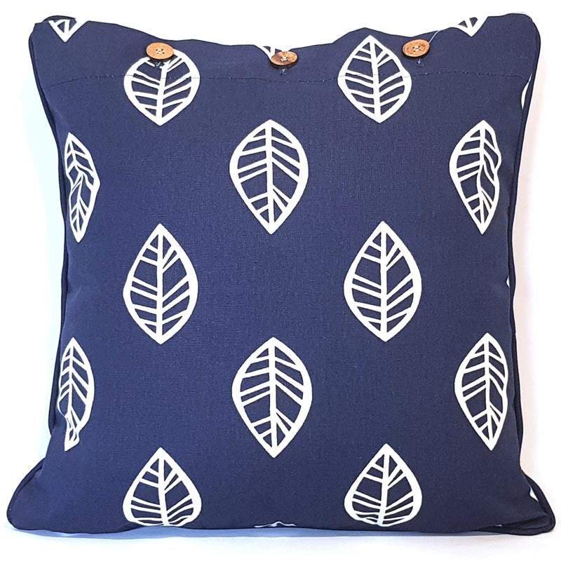 Leaf Navy Scatter Cushion Cover 40x40cm