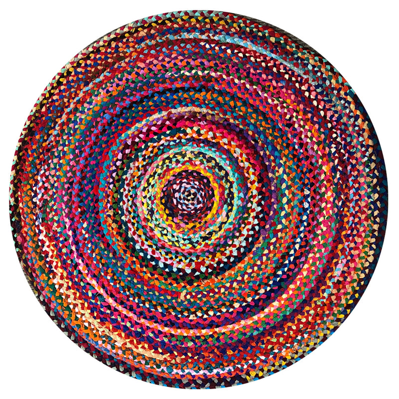 Round Multicolour Rag Rug - 120cm
