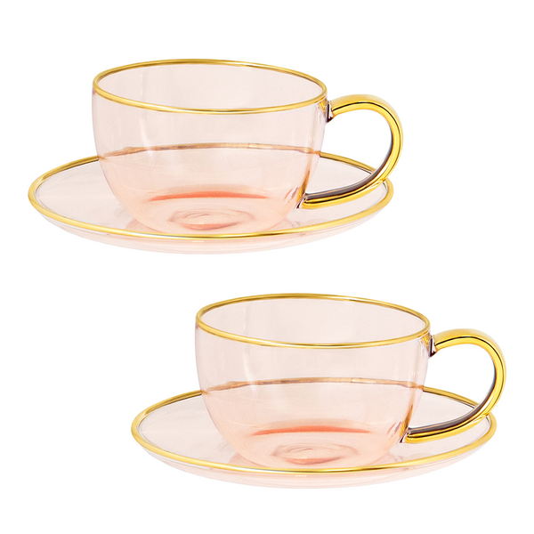 Cristina Re - Rose Glass Teacup and Saucer Set of 2