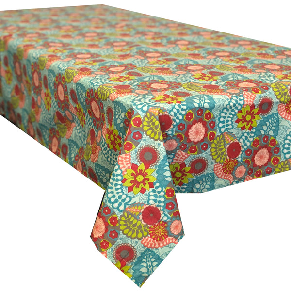 Salsa Turquoise Cotton Wipe Over Tablecloth 150x250cm