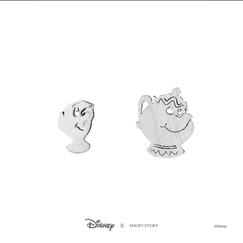 Disney Earring Belle Mrs Potts and Chip Silver