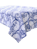 Paisley Blue Lagoon Cotton Wipe Over Tablecloth 150x250cm