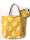 Leaf Mustard Canvas Tote Bag with Purse