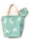 Wings Sea Green Canvas Tote Bag with Purse