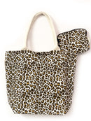 Leopard Print Canvas Tote Bag with Purse